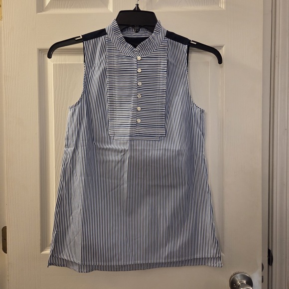 J. Crew Tops - J. Crew sz 2P striped sleeveless tunic top NWT‎ pleats ruffles casual preppy